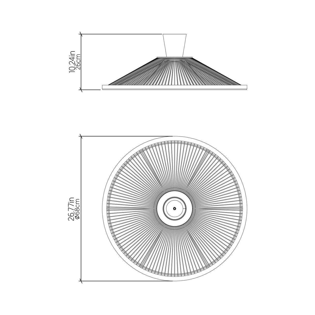 Corda 153 Pendant Light - line drawing.