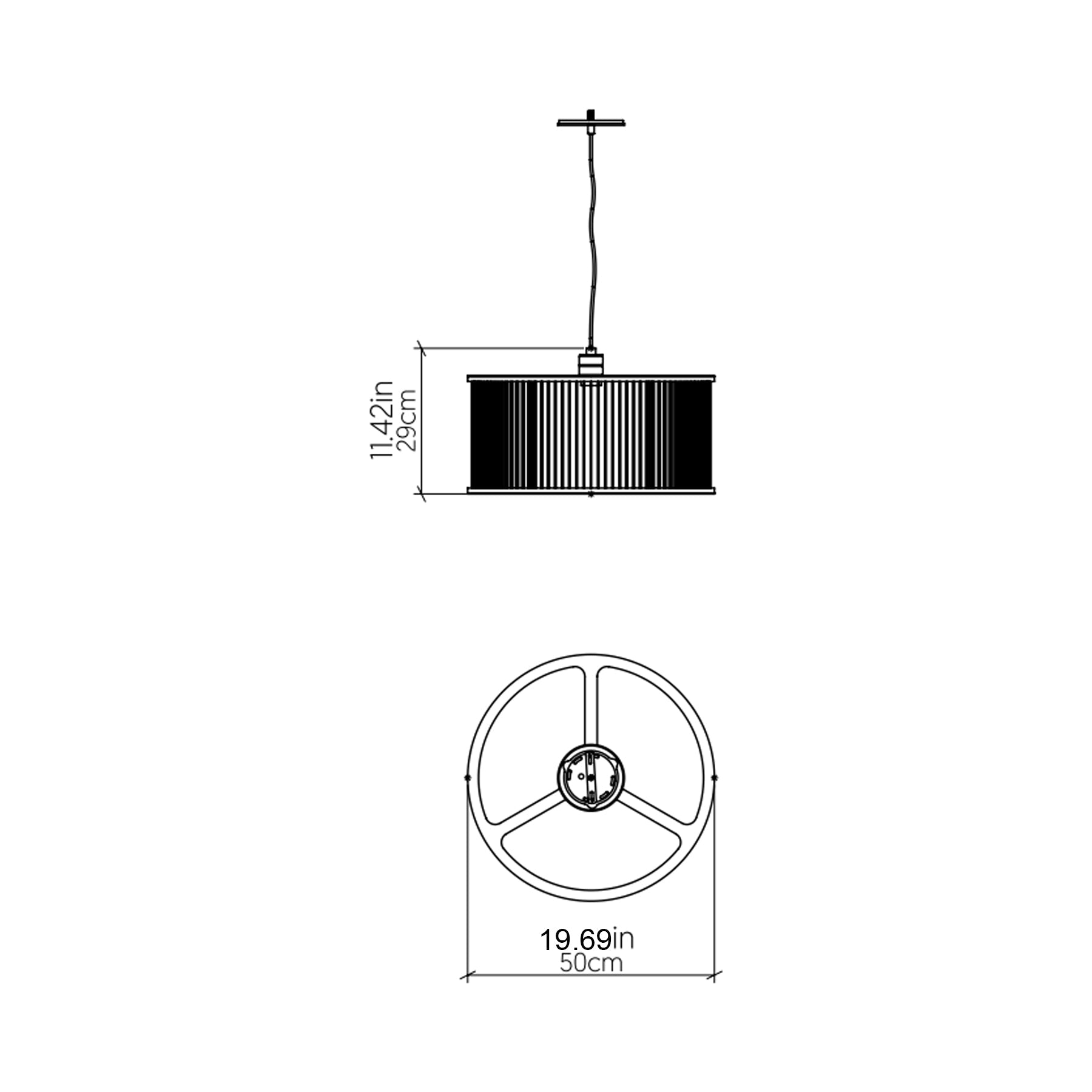Corda 1537 Pendant Light - line drawing.