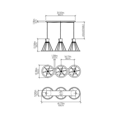 Corda 1538 Pendant Light - line drawing.