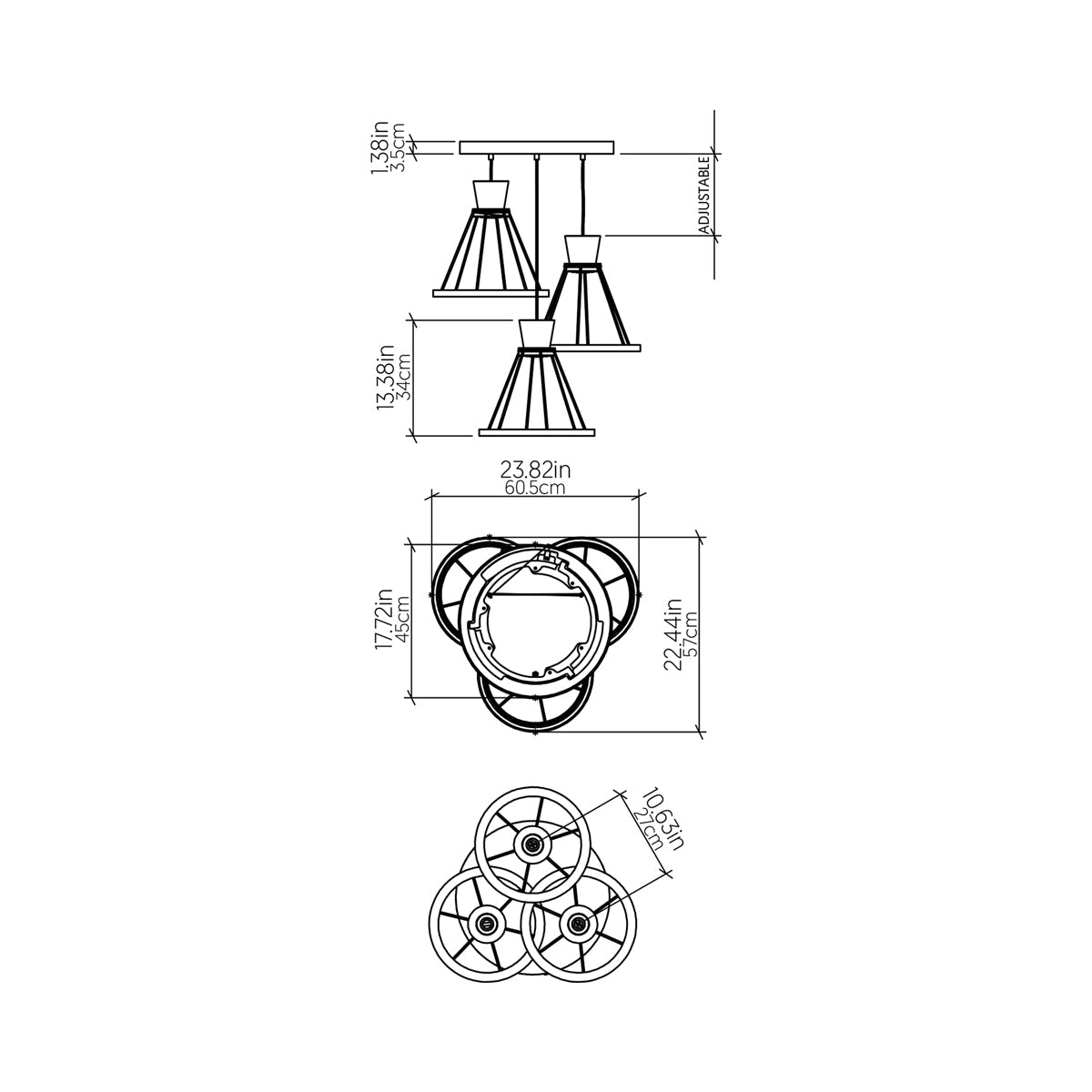 Corda Pendant Light - line drawing.
