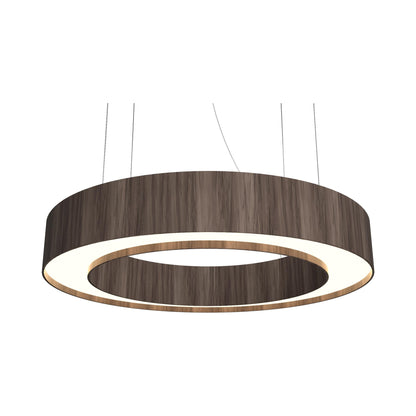 Cylindrical 12 LED Pendant Light in American Walnut (23.62-Inch).