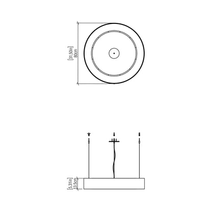 Cylindrical 12 LED Pendant Light - line drawing.
