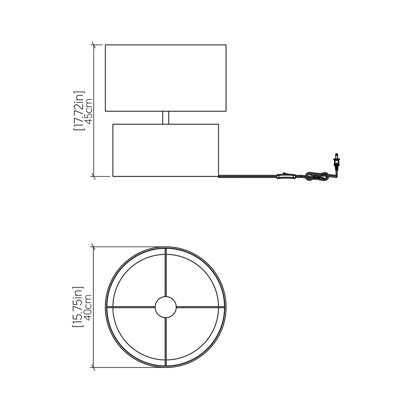Cylindrical 145 Table Lamp - line drawing.
