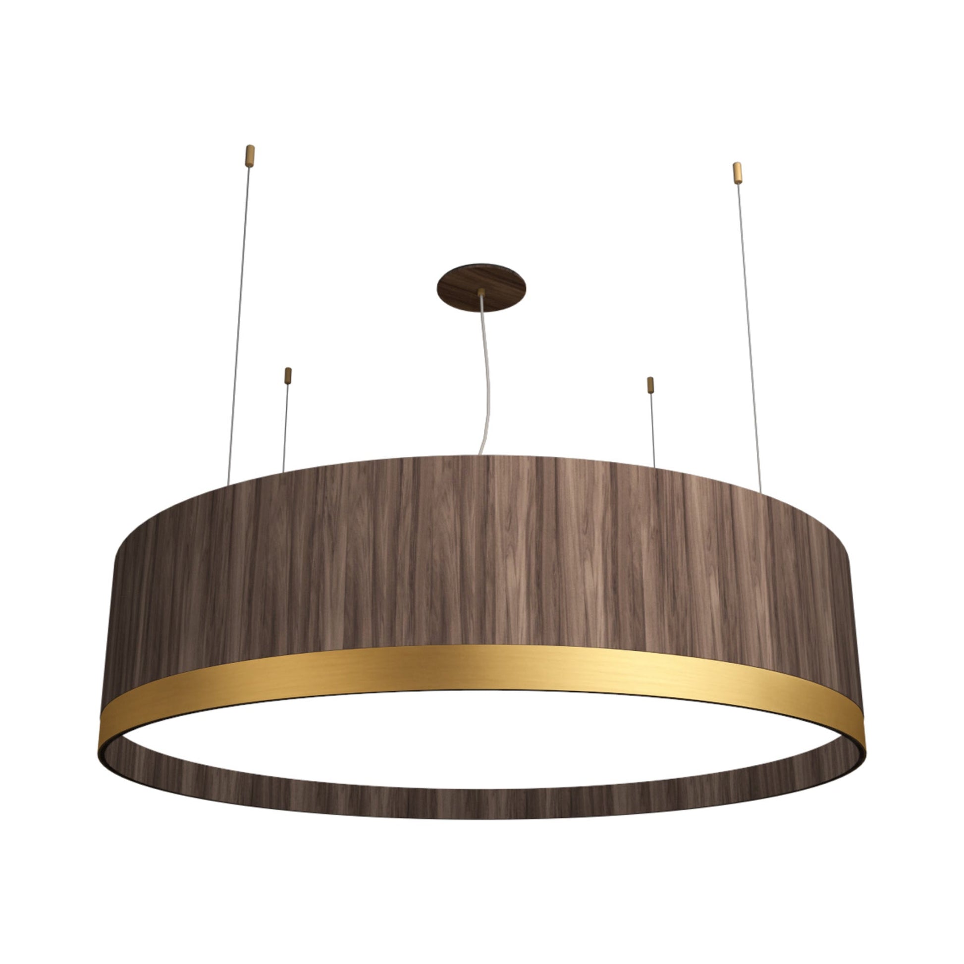 Cylindrical 155 LED Pendant Light in American Walnut (19.69-Inch).