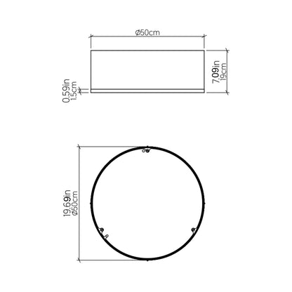 Cylindrical 155 LED Pendant Light - line drawing.