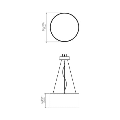 Cylindrical 201 Pendant Light - line drawing.