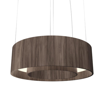 Cylindrical 21 LED Pendant Light in American Walnut (23.62-Inch).