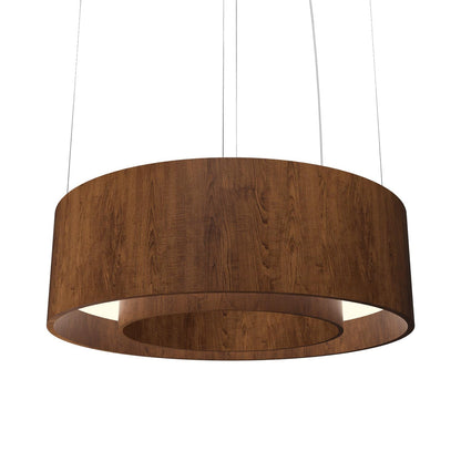 Cylindrical 21 LED Pendant Light in Imbuia (23.62-Inch).