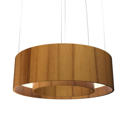Cylindrical 21 LED Pendant Light in Teak (23.62-Inch).