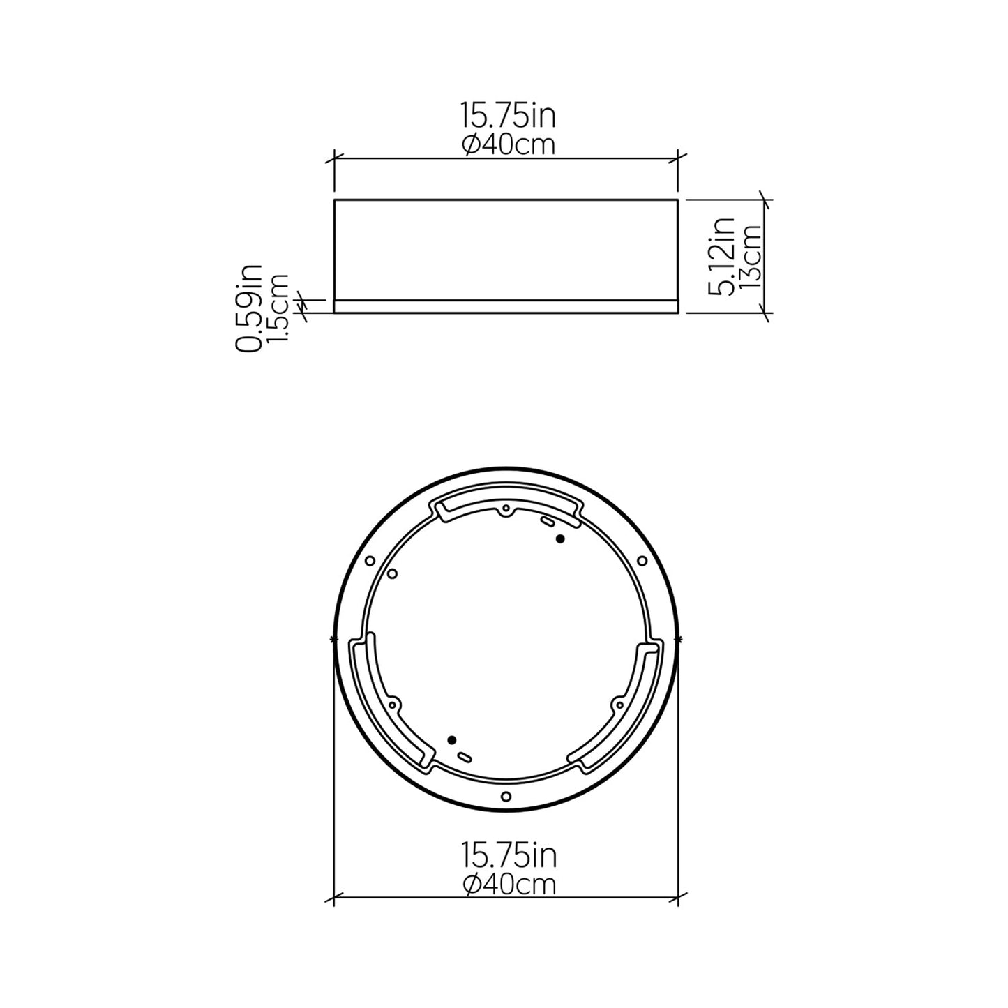 Cylindrical 51 LED Flush Mount Ceiling Light - line drawing.