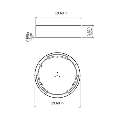 Cylindrical 51 LED Flush Mount Ceiling Light - line drawing.