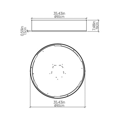 Cylindrical 51 LED Flush Mount Ceiling Light - line drawing.