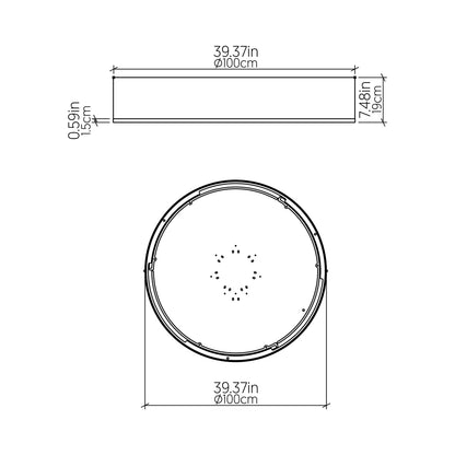 Cylindrical 51 LED Flush Mount Ceiling Light - line drawing.