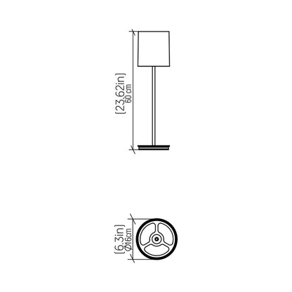 Cylindrical 707 Table Lamp - line drawing.
