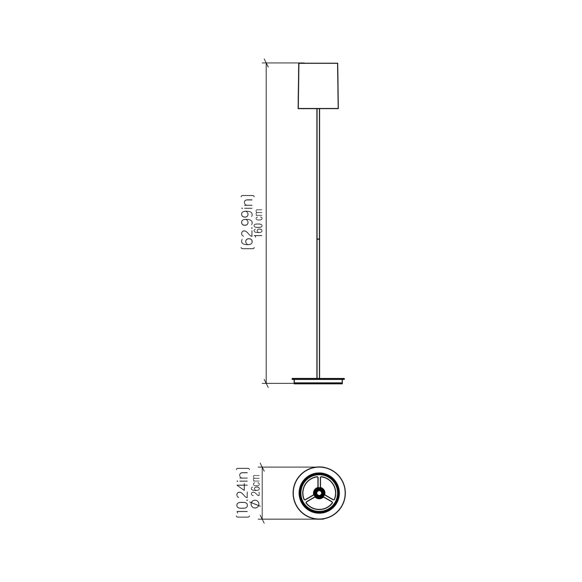 Cylindrical Floor Lamp - line drawing.