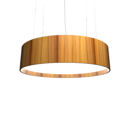 Cylindrical Large LED Pendant Light in Teak.