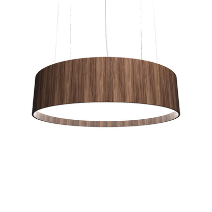 Cylindrical Large LED Pendant Light in American Walnut.