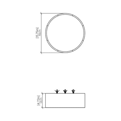 Cylindrical LED Flush Mount Ceiling Light - line drawing.