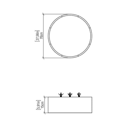 Cylindrical LED Flush Mount Ceiling Light - line drawing.
