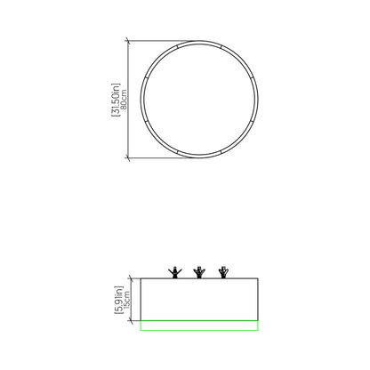 Cylindrical LED Flush Mount Ceiling Light - line drawing.