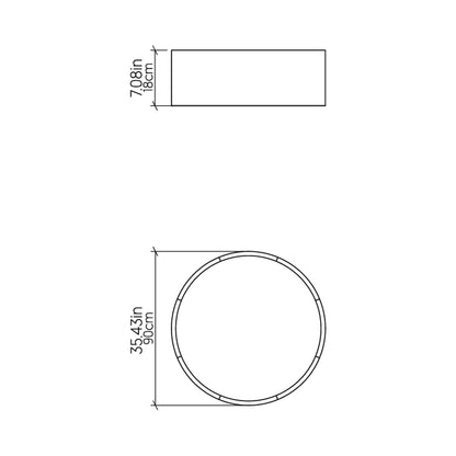 Cylindrical LED Flush Mount Ceiling Light - line drawing.