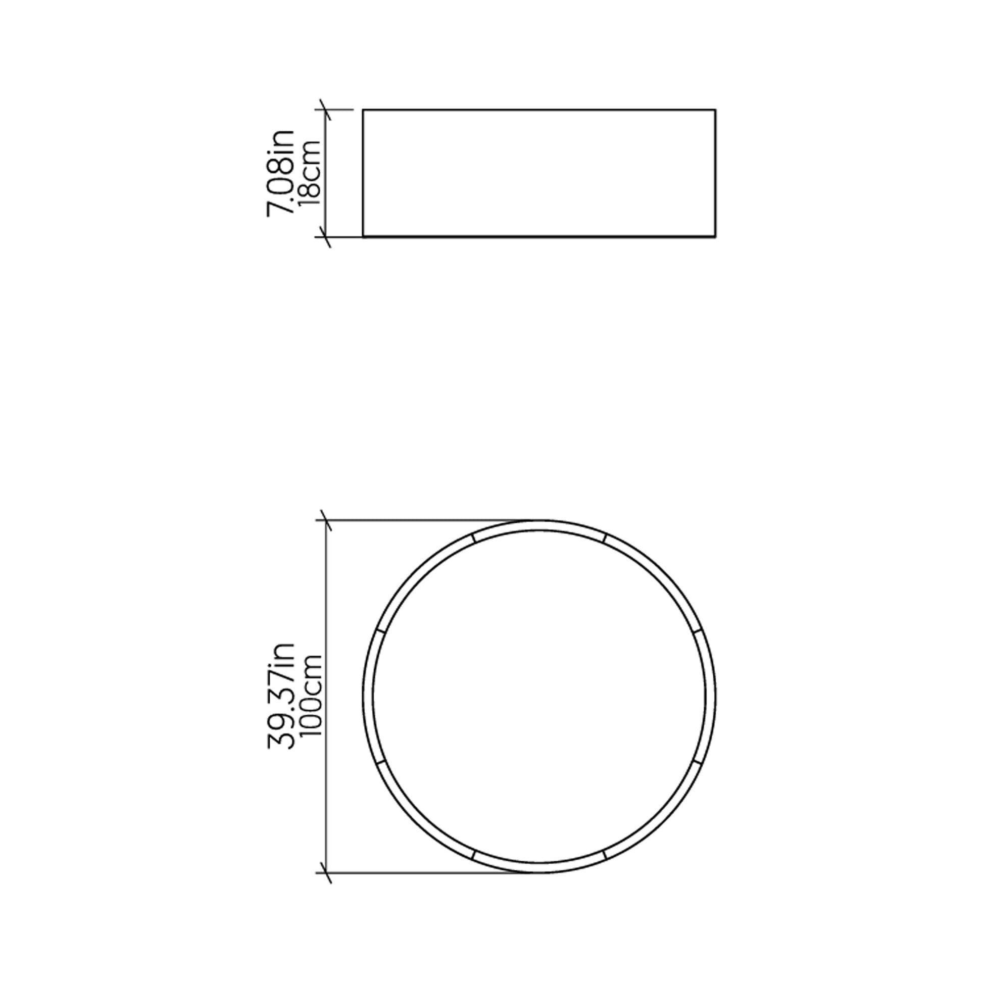 Cylindrical LED Flush Mount Ceiling Light - line drawing.