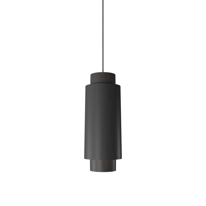 Cylindrical Pendant Light in Organic Lead Grey (Small).