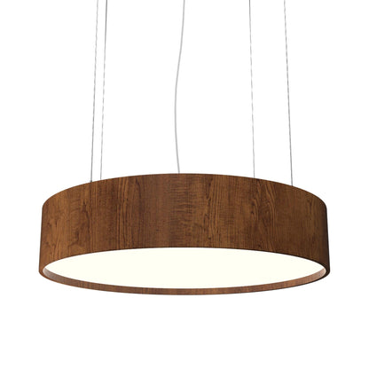 Cylindrical Small LED Pendant Light in Imbuia (27.56-Inch).