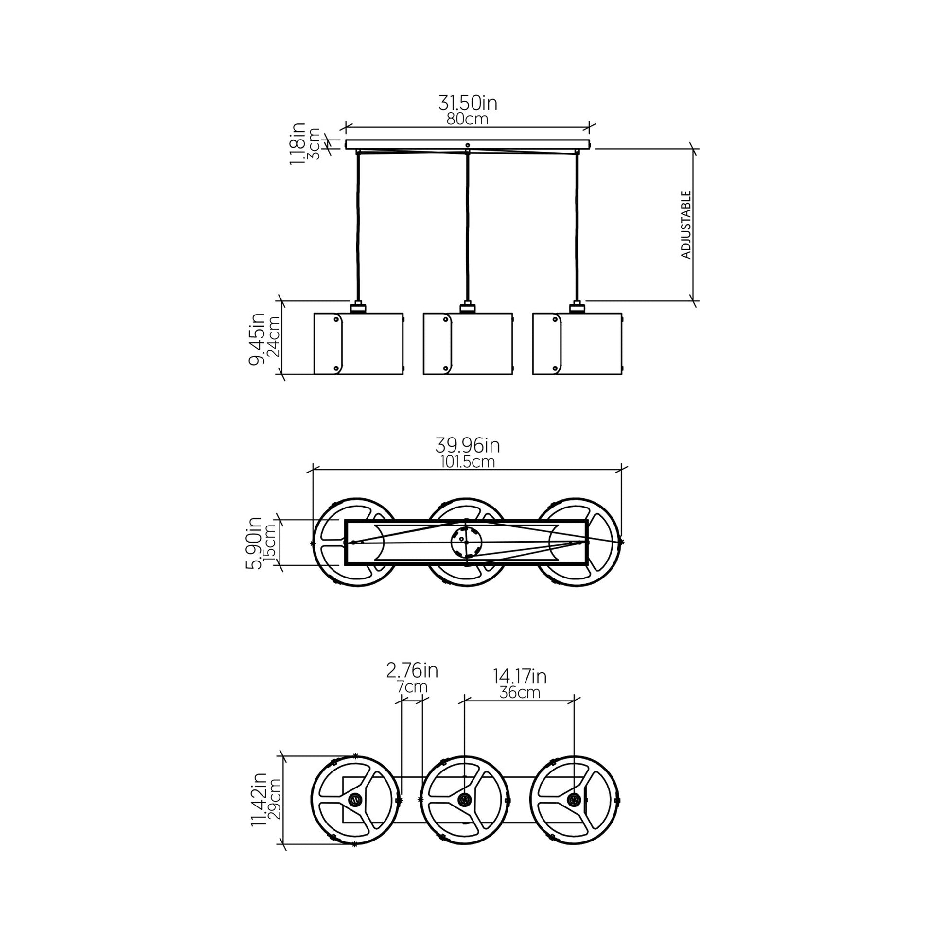Element 1542 Pendant Light - line drawing.