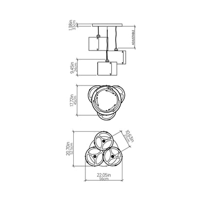 Element Multi Light Pendant Light - line drawing.