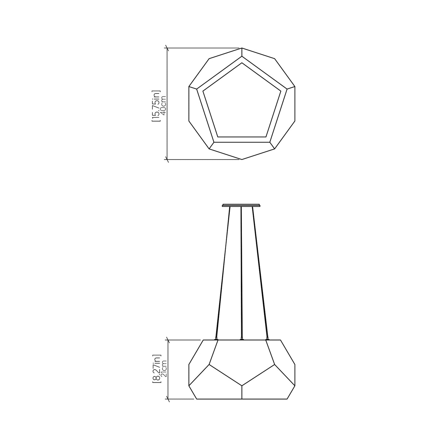 Facet 122 Pendant Light - line drawing.