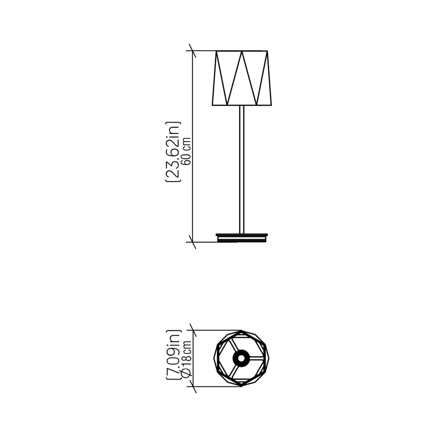 Facet 708 Table Lamp - line drawing.