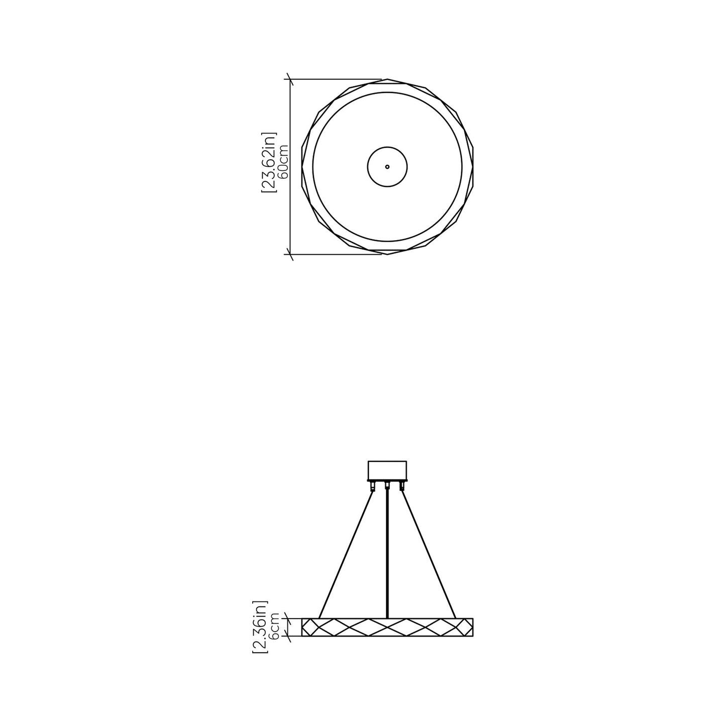 Facet LED Pendant Light - line drawing.