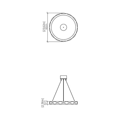 Facet LED Pendant Light - line drawing.