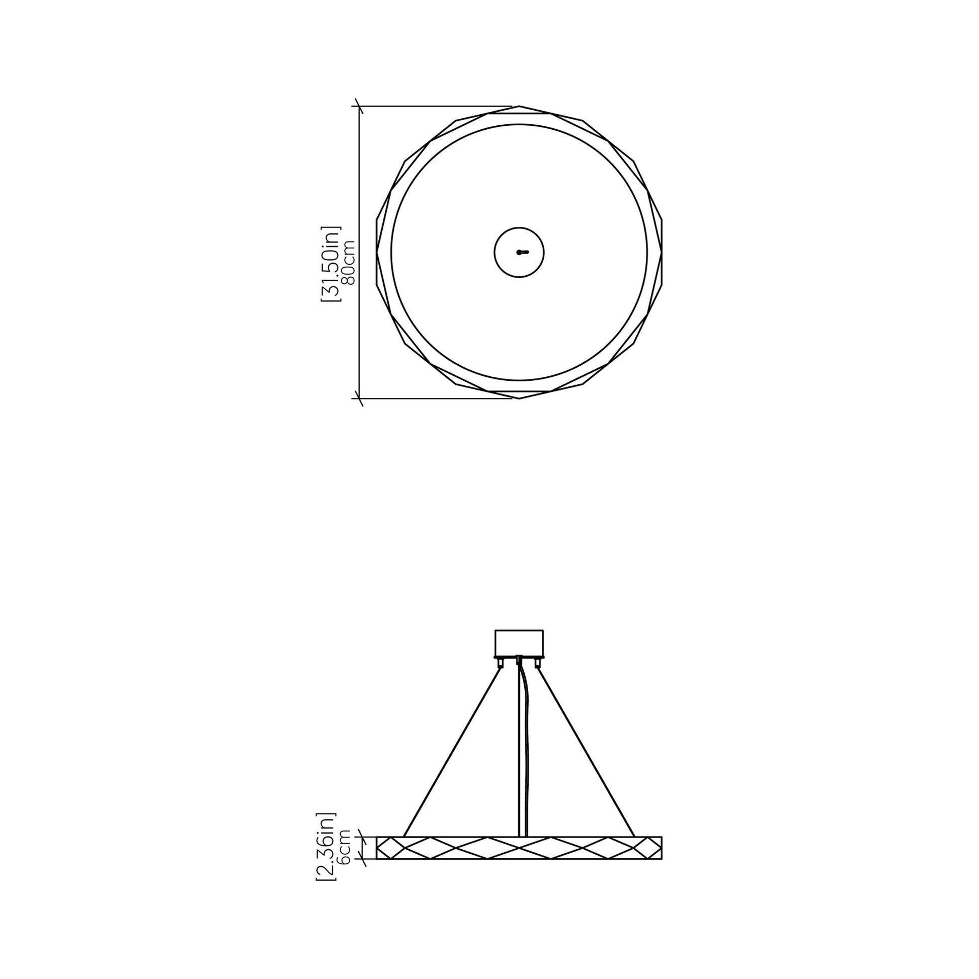 Facet LED Pendant Light - line drawing.