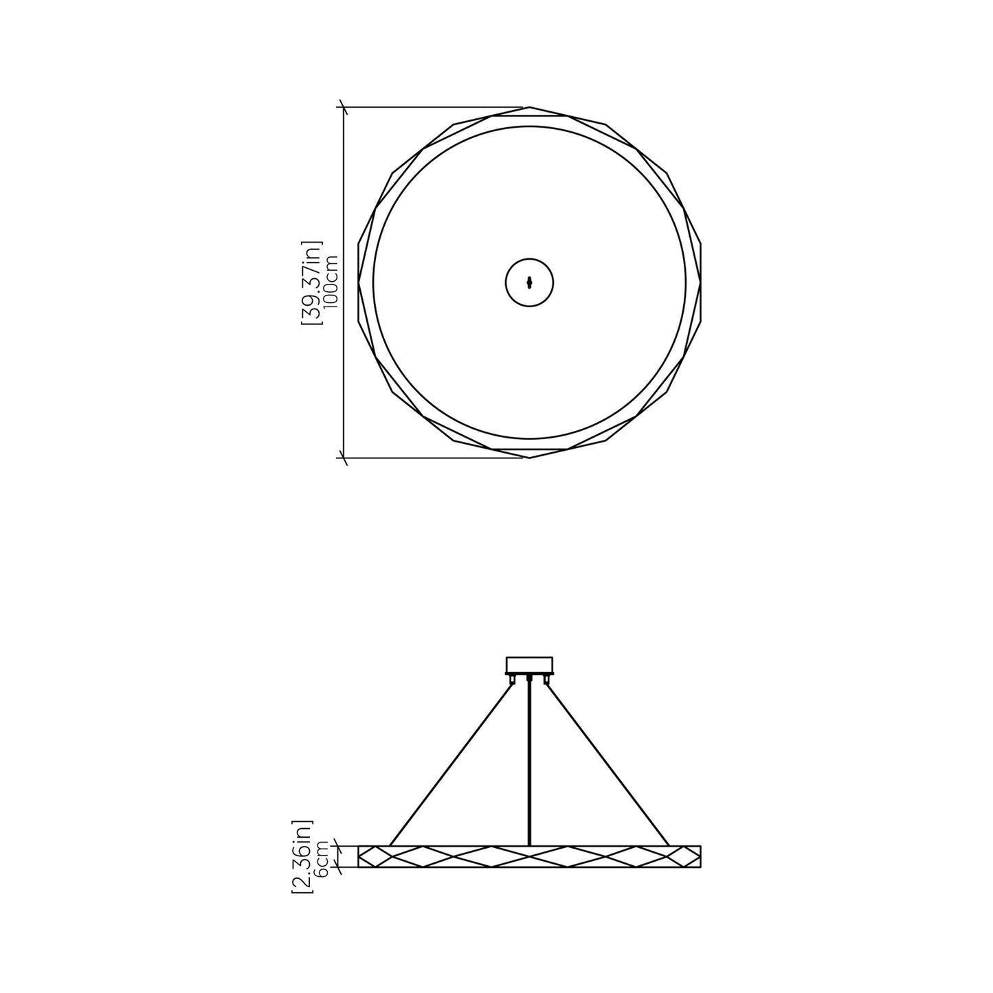 Facet LED Pendant Light - line drawing.