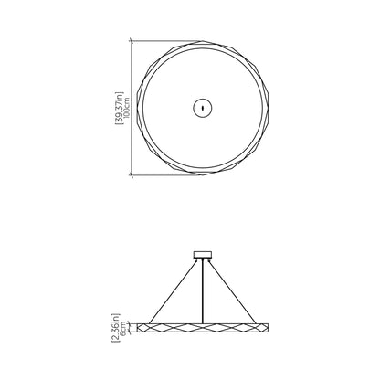 Facet LED Pendant Light - line drawing.