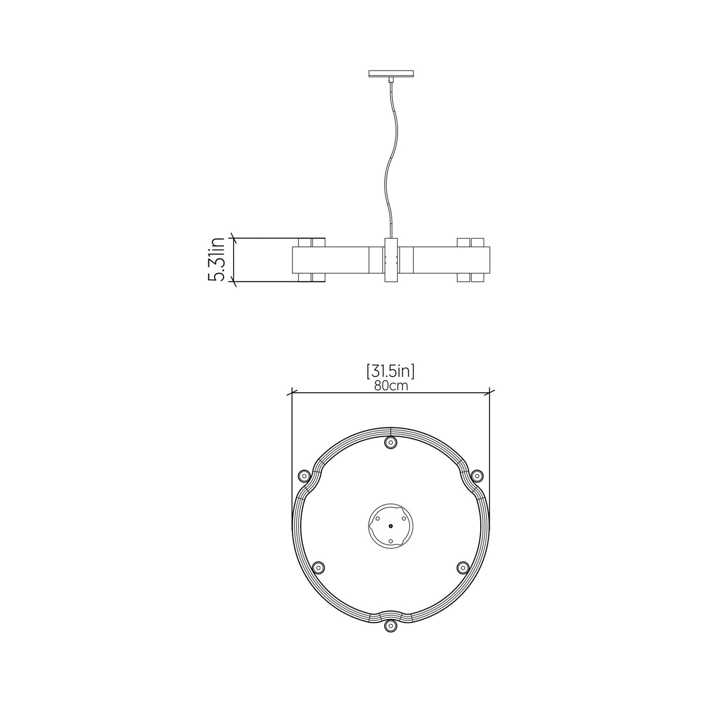 Flow 149 Pendant Light - line drawing.