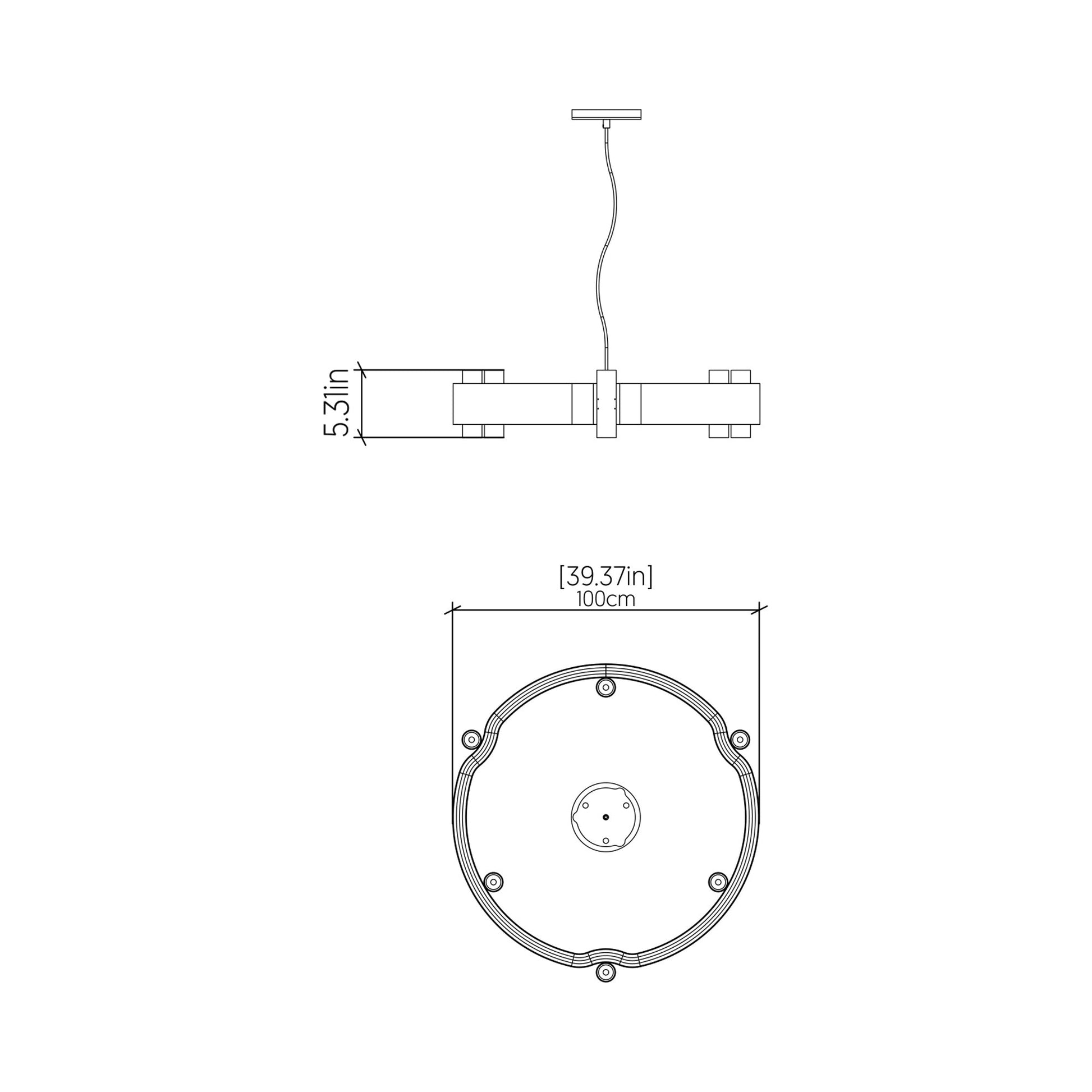 Flow 149 Pendant Light - line drawing.
