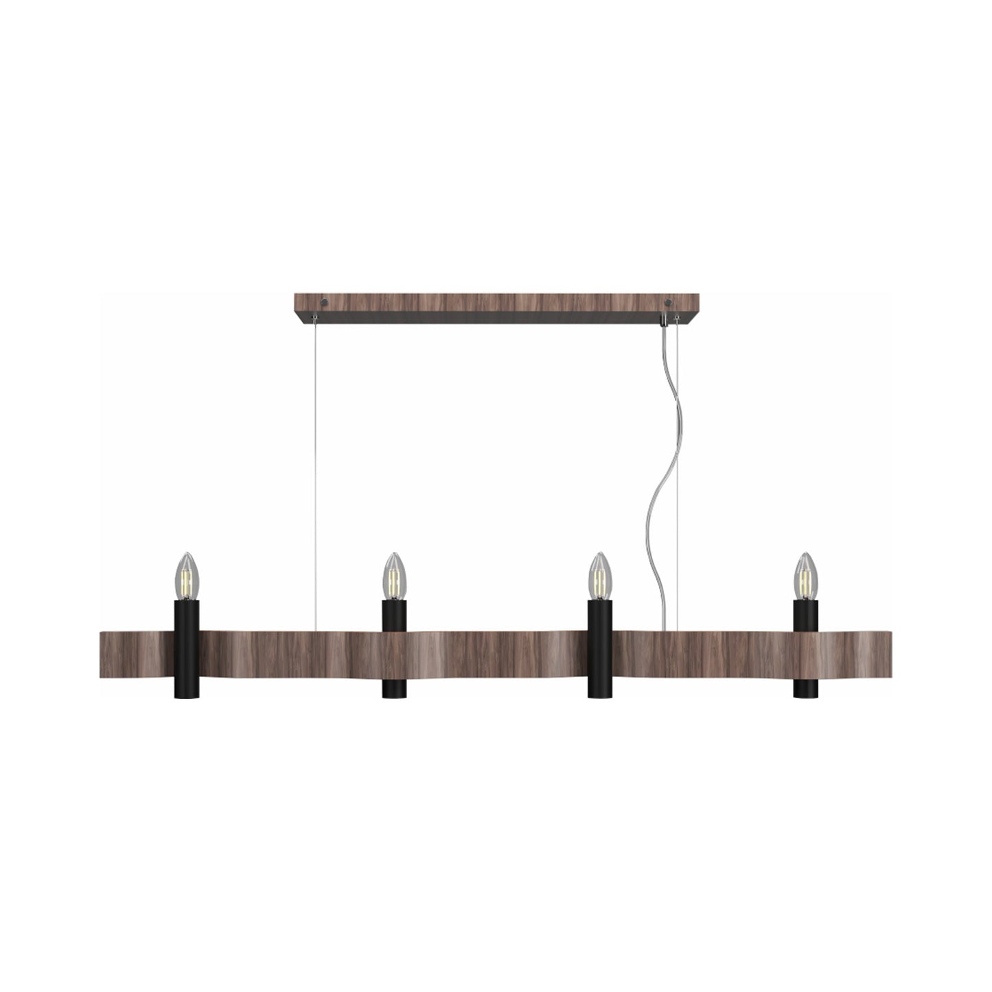 Flow 15 Linear Pendant Light in American Walnut (4-Light).