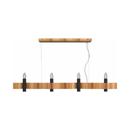 Flow 15 Linear Pendant Light in Teak (4-Light).