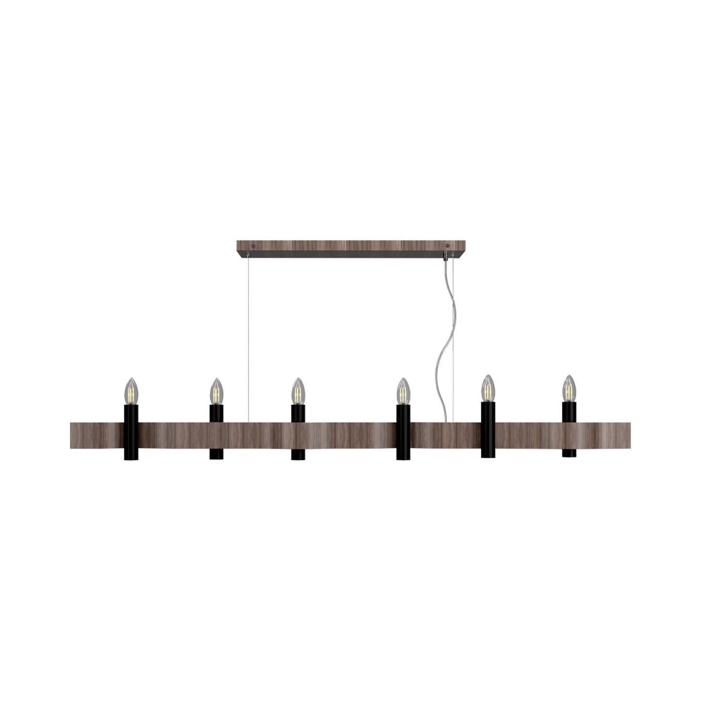Flow 15 Linear Pendant Light in American Walnut (6-Light).