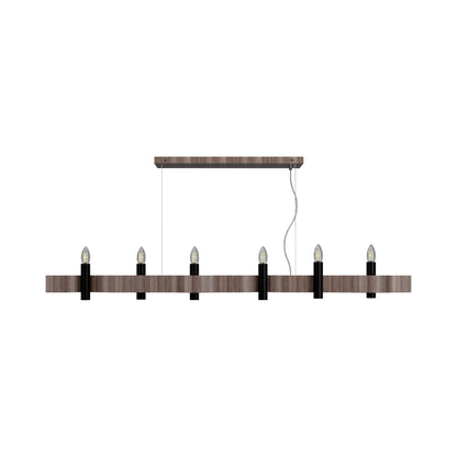 Flow 15 Linear Pendant Light in American Walnut (6-Light).
