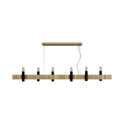 Flow 15 Linear Pendant Light in Louro Freijo (6-Light).