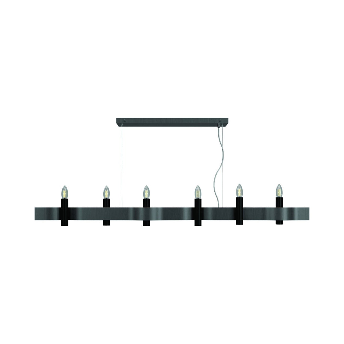 Flow 15 Linear Pendant Light in Organic Lead Grey (6-Light).