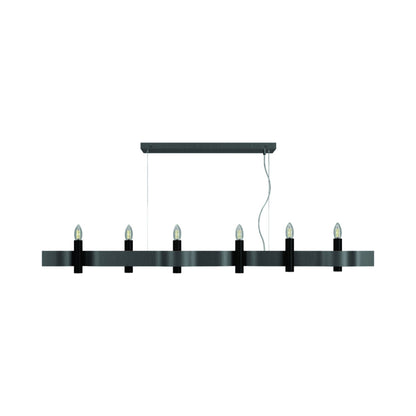 Flow 15 Linear Pendant Light in Organic Lead Grey (6-Light).