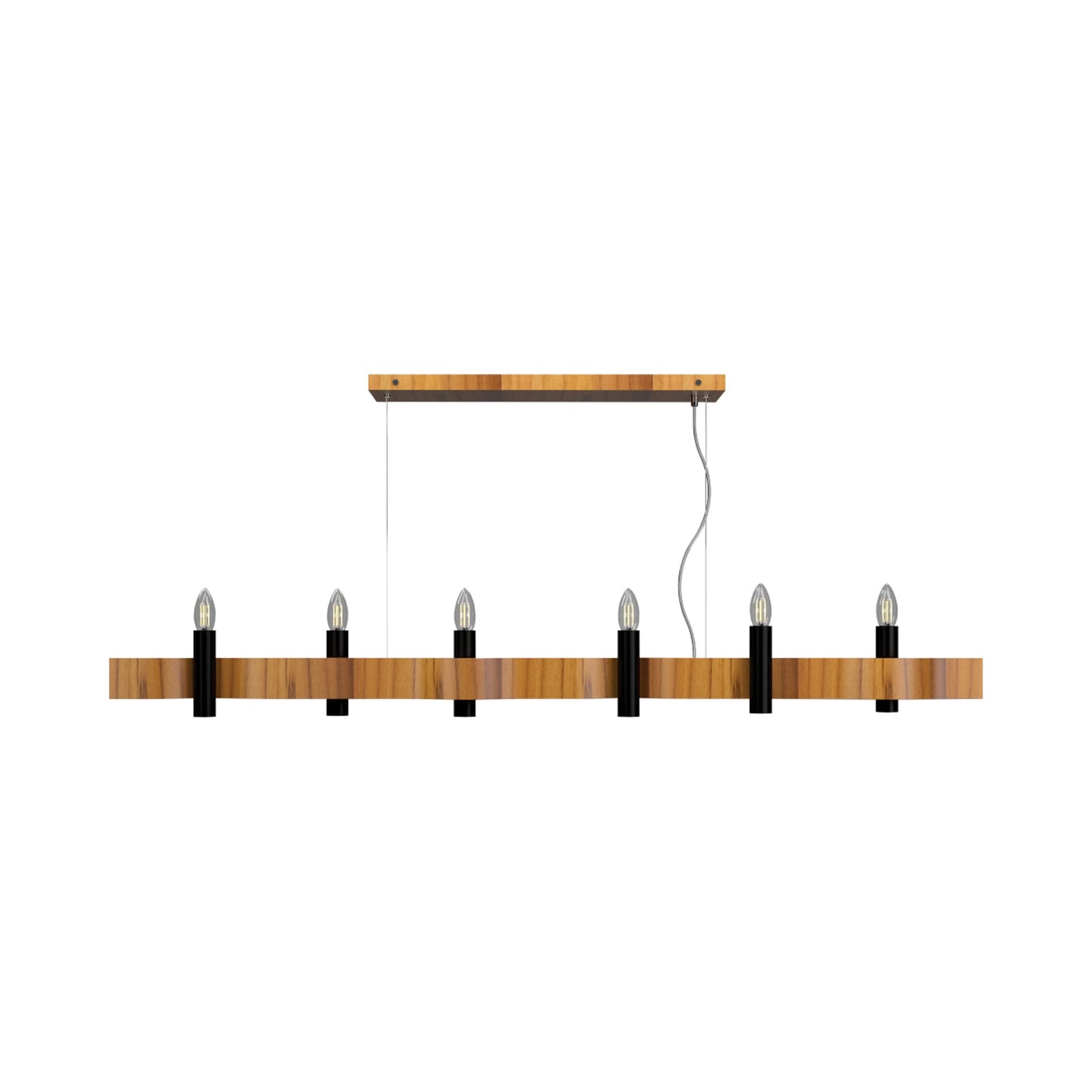 Flow 15 Linear Pendant Light in Teak (6-Light).