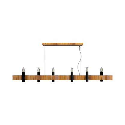 Flow 15 Linear Pendant Light in Teak (6-Light).