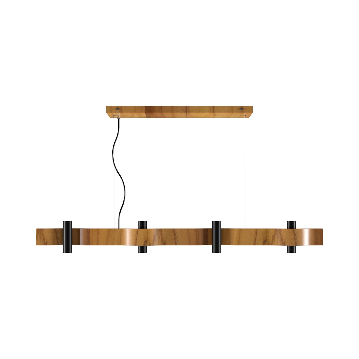 Flow Linear Pendant Light in Teak (8-Light).