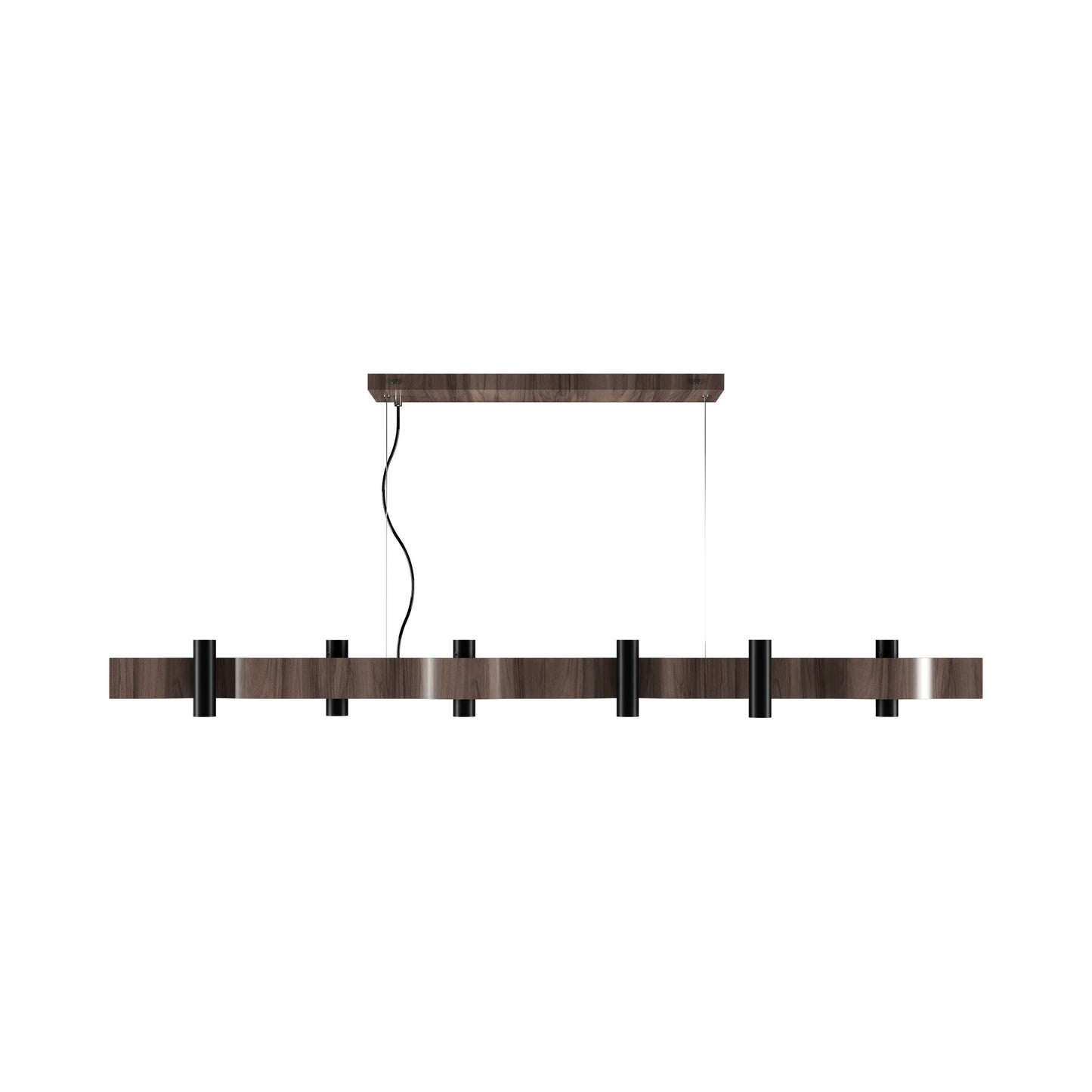 Flow Linear Pendant Light in American Walnut (12-Light).